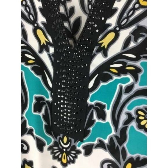 JM Collection Top Medium Teal Floral Tunic New - Picture 4 of 8